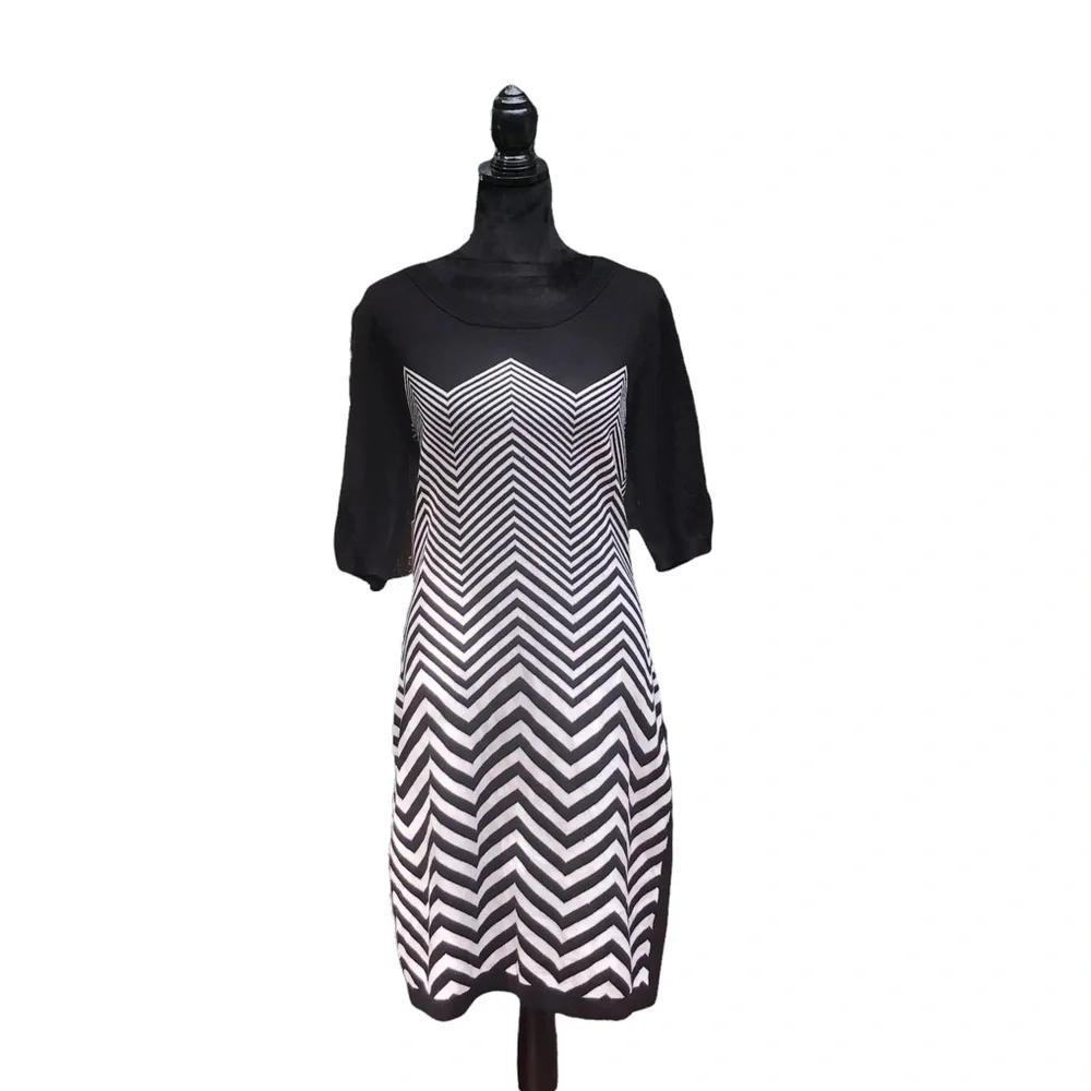 Allison Britney Geometric Chevron Bodycon Dress size Large - Picture 3 of 8